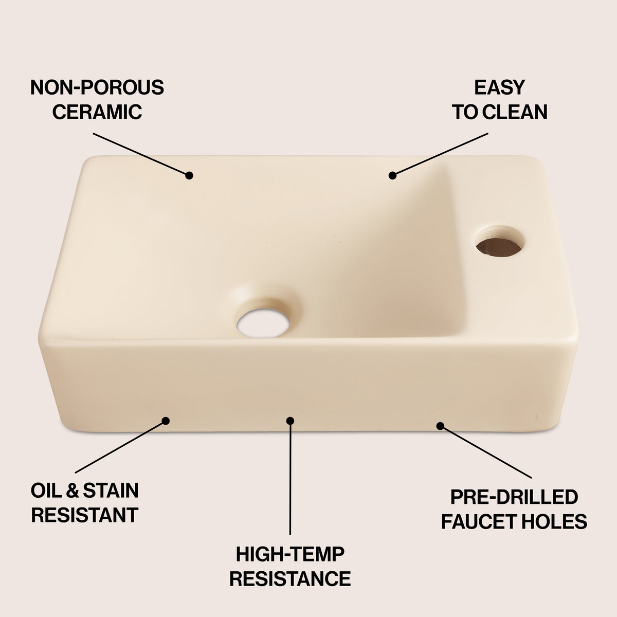 Aurora 15 in. W x 8 in. D Modern Wall Mounted Rectangular Ceramic Mini Sink