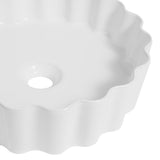 Aquo 15 in. Round Art Deco Contemporary Scalloped Ceramic Bathroom Vessel Sink