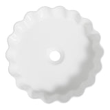 Aquo 15 in. Round Art Deco Contemporary Scalloped Ceramic Bathroom Vessel Sink