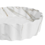 Aquo 15 in. Round Art Deco Contemporary Scalloped Ceramic Bathroom Vessel Sink