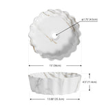 Aquo 15 in. Round Art Deco Contemporary Scalloped Ceramic Bathroom Vessel Sink