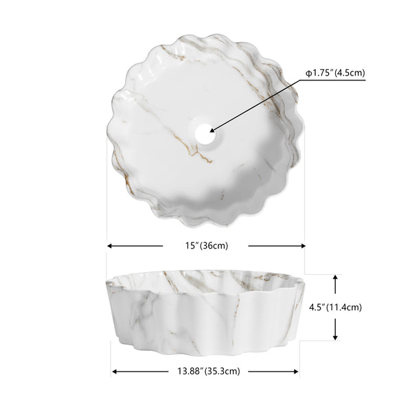 Dimension Image White Marble Finish