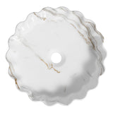 Aquo 15 in. Round Art Deco Contemporary Scalloped Ceramic Bathroom Vessel Sink