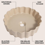 Aquo 15 in. Round Art Deco Contemporary Scalloped Ceramic Bathroom Vessel Sink