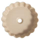 Aquo 15 in. Round Art Deco Contemporary Scalloped Ceramic Bathroom Vessel Sink