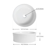 Savo 14.75 in. W x 14.75 in. D Modern Designer Round Fluted Ceramic Bathroom Vessel Sink