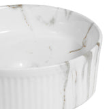Savo 14.75 in. W x 14.75 in. D Modern Designer Round Fluted Ceramic Bathroom Vessel Sink