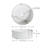 Savo 14.75 in. W x 14.75 in. D Modern Designer Round Fluted Ceramic Bathroom Vessel Sink