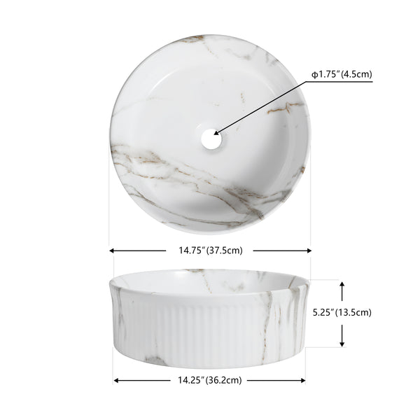 Dimension Image White Marble Finish