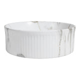 Savo 14.75 in. W x 14.75 in. D Modern Designer Round Fluted Ceramic Bathroom Vessel Sink