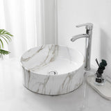 Savo 14.75 in. W x 14.75 in. D Modern Designer Round Fluted Ceramic Bathroom Vessel Sink