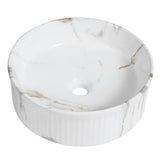 Savo 14.75 in. W x 14.75 in. D Modern Designer Round Fluted Ceramic Bathroom Vessel Sink