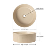 Savo 14.75 in. W x 14.75 in. D Modern Designer Round Fluted Ceramic Bathroom Vessel Sink