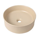 Savo 14.75 in. W x 14.75 in. D Modern Designer Round Fluted Ceramic Bathroom Vessel Sink