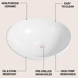 Zenu 16 in. W x 13.5 in. D Modern Minimalist Oval Ceramic Bathroom Vessel Sink