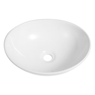 Zenu 16 in. W x 13.5 in. D Modern Minimalist Oval Ceramic Bathroom Vessel Sink