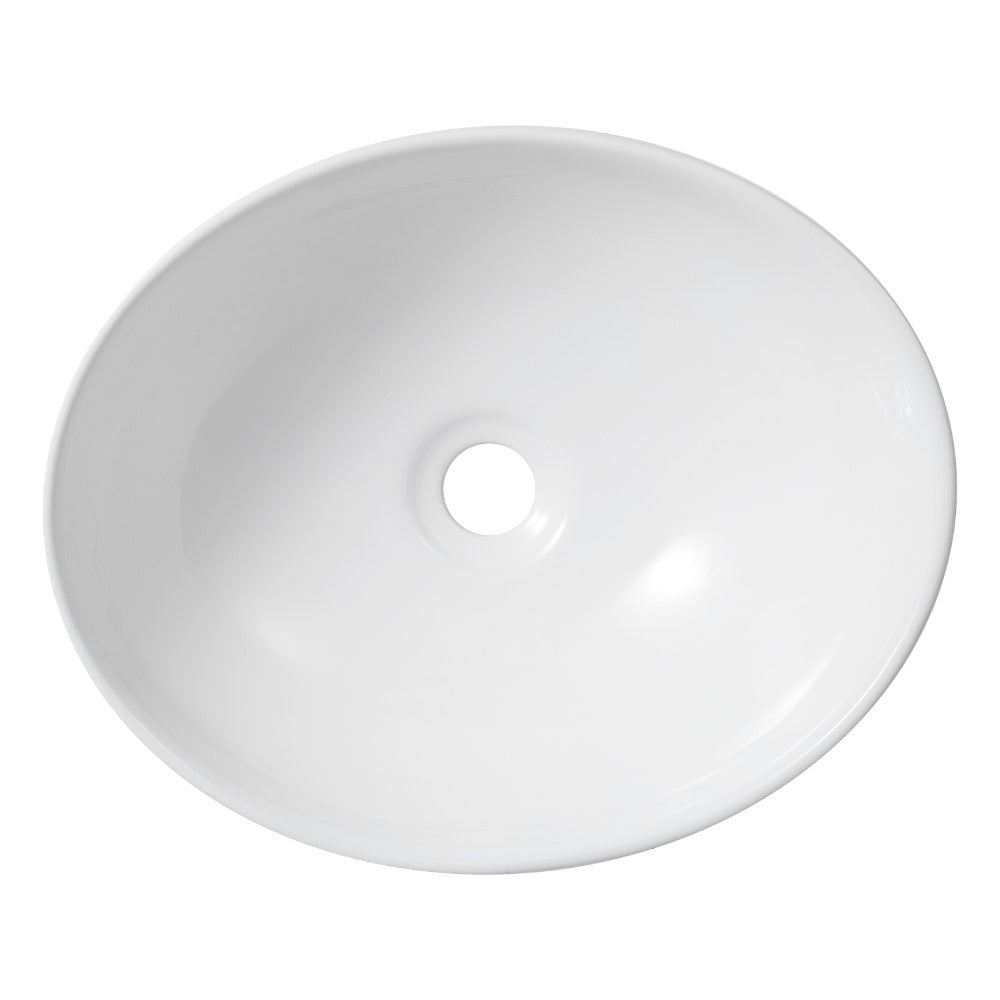 Zenu 16 in. W x 13.5 in. D Modern Minimalist Oval Ceramic Bathroom Vessel Sink