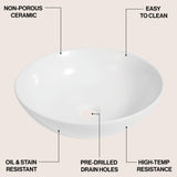 Aeri 15.5 in. Round Classic Designer Ceramic Bathroom Bowl Vessel Sink