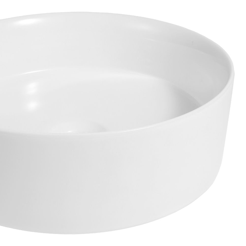 Kinu 14.25 in. Round Art Deco Contemporary Ceramic Bathroom Vessel Sink