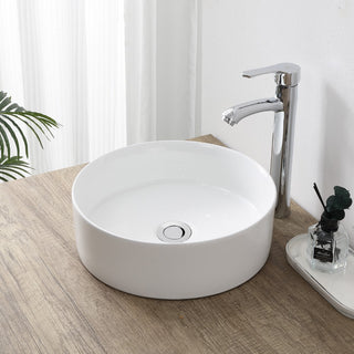 Kinu 14.25 in. Round Art Deco Contemporary Ceramic Bathroom Vessel Sink