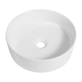 Kinu 14.25 in. Round Art Deco Contemporary Ceramic Bathroom Vessel Sink