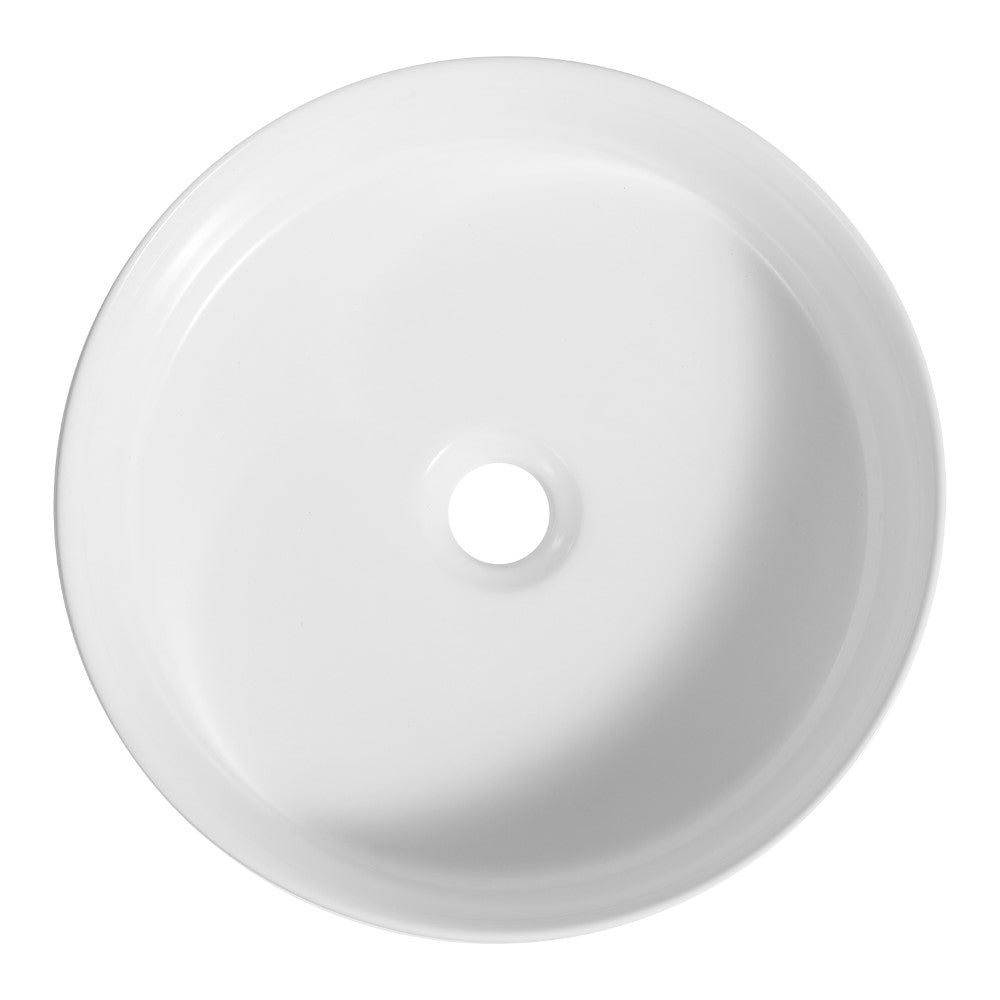 Kinu 14.25 in. Round Art Deco Contemporary Ceramic Bathroom Vessel Sink