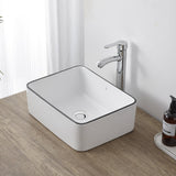 Settee 16 in. W x 12 in. D Modern Rectangular High-Gloss Ceramic Above Counter Vessel Bathroom Vanity Sink Basin