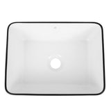 Settee 16 in. W x 12 in. D Modern Rectangular High-Gloss Ceramic Above Counter Vessel Bathroom Vanity Sink Basin