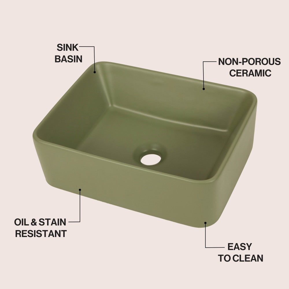 Settee 16 in. W x 12 in. D Modern Rectangular High-Gloss Ceramic Above Counter Vessel Bathroom Vanity Sink Basin