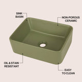 Settee 16 in. W x 12 in. D Modern Rectangular High-Gloss Ceramic Above Counter Vessel Bathroom Vanity Sink Basin