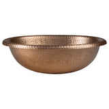 Loveseat 17 in. Oval Bowl Rustic Pure Copper Hand-Hammered Drop-In/Above Counter Bathroom Vanity Sink