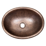 Loveseat 17 in. Oval Bowl Rustic Pure Copper Hand-Hammered Drop-In/Above Counter Bathroom Vanity Sink