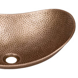 Aspen 19 in. Boat-Shaped Rustic Pure Copper Hand-Hammered Above Counter Vessel Bathroom Vanity Sink