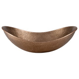 Aspen 19 in. Boat-Shaped Rustic Pure Copper Hand-Hammered Above Counter Vessel Bathroom Vanity Sink