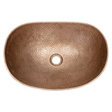 Aspen 19 in. Boat-Shaped Rustic Pure Copper Hand-Hammered Above Counter Vessel Bathroom Vanity Sink