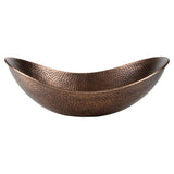 Aspen 19 in. Boat-Shaped Rustic Pure Copper Hand-Hammered Above Counter Vessel Bathroom Vanity Sink