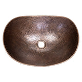 Aspen 19 in. Boat-Shaped Rustic Pure Copper Hand-Hammered Above Counter Vessel Bathroom Vanity Sink