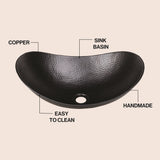 Aspen 19 in. Boat-Shaped Rustic Pure Copper Hand-Hammered Above Counter Vessel Bathroom Vanity Sink