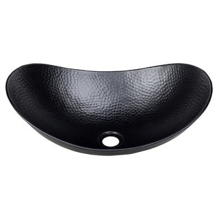 Aspen 19 in. Boat-Shaped Rustic Pure Copper Hand-Hammered Above Counter Vessel Bathroom Vanity Sink