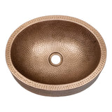 Willow 17 in. Skirted Oval Bowl Pure Copper Hand-Hammered Above Counter Vessel Bathroom Vanity Sink