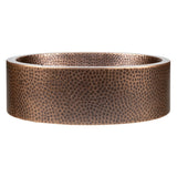 Willow 17 in. Skirted Oval Bowl Pure Copper Hand-Hammered Above Counter Vessel Bathroom Vanity Sink