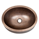 Willow 17 in. Skirted Oval Bowl Pure Copper Hand-Hammered Above Counter Vessel Bathroom Vanity Sink