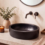 Willow 17 in. Skirted Oval Bowl Pure Copper Hand-Hammered Above Counter Vessel Bathroom Vanity Sink