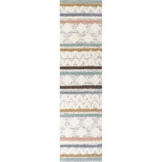 Shariva Moroccan Striped Geometric High-low Area Rug
