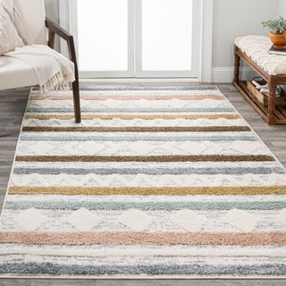 Shariva Moroccan Striped Geometric High-low Area Rug