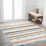 Shariva Moroccan Striped Geometric High-low Area Rug