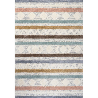 Shariva Moroccan Striped Geometric High-low Area Rug