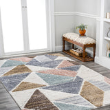 Fiori Geometric Scandi Colorblock Carved Area Rug