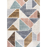 Fiori Geometric Scandi Colorblock Carved Area Rug