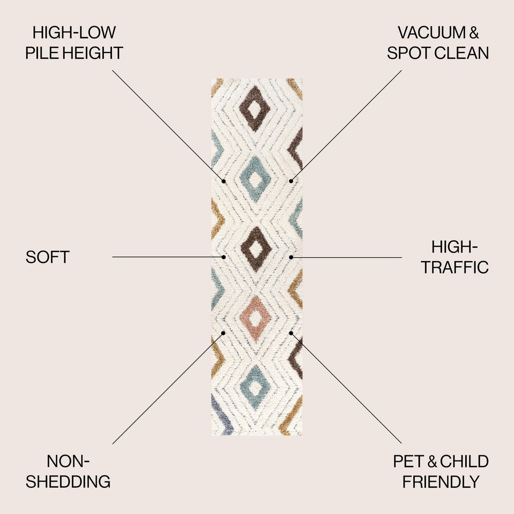 Maira Diamond Tribal High-low Area Rug